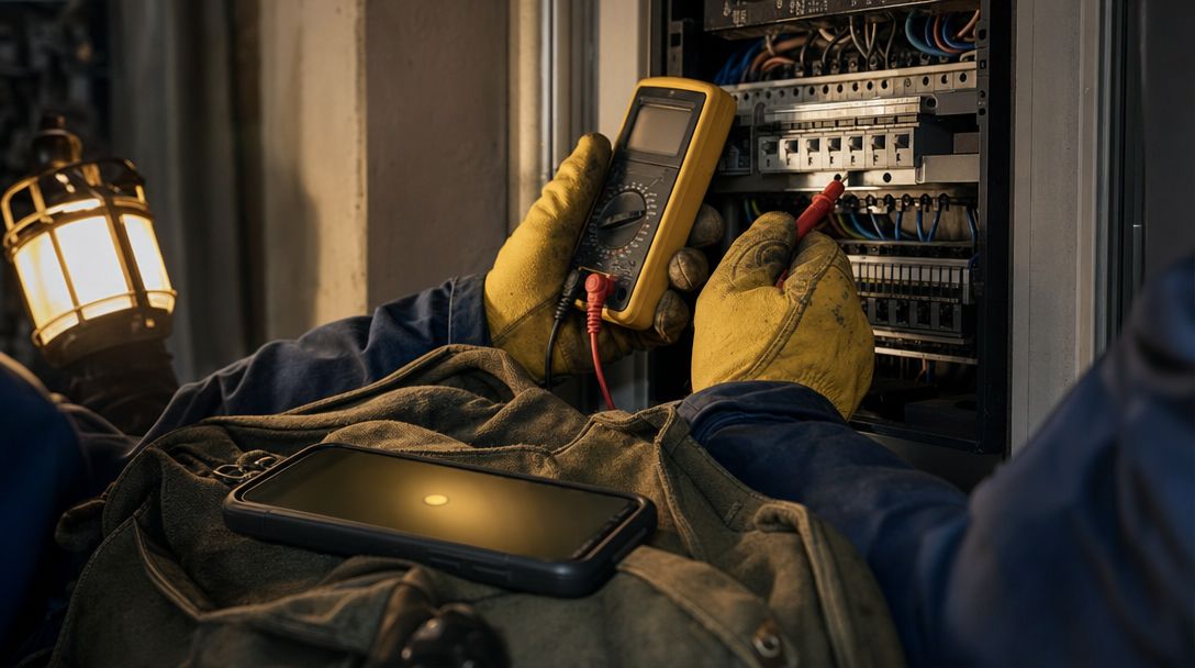 Elektricien vult vragen en antwoorden in op zijn Google Bedrijfsprofiel