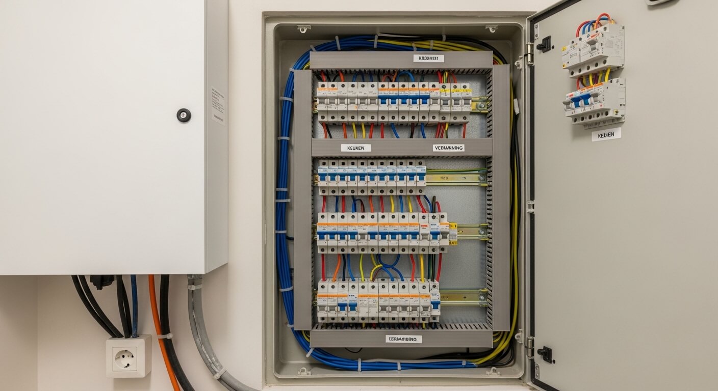 Professioneel ingerichte elektricienbus met gereedschap