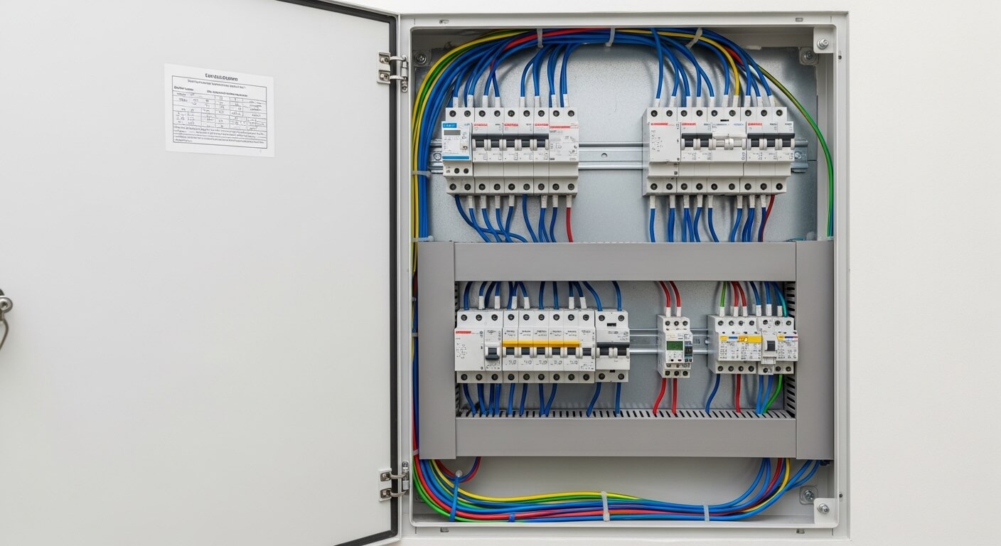 Modern elektrapaneel met nette bedrading