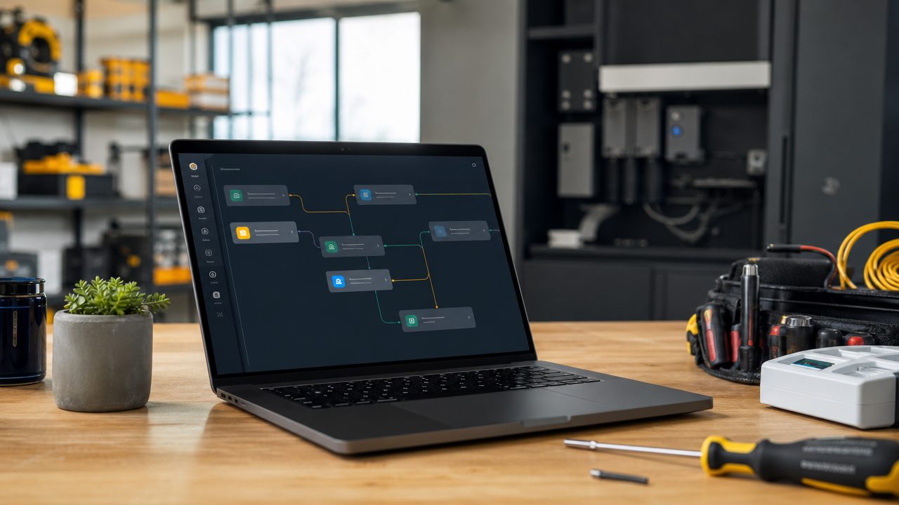 Workflow-builder canvas voor elektriciens