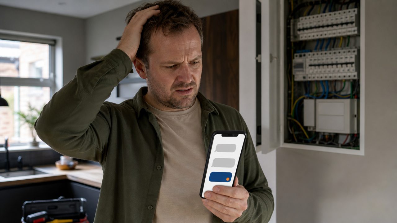 AI chatbot voor elektriciens — homeowner stelt vraag via chat