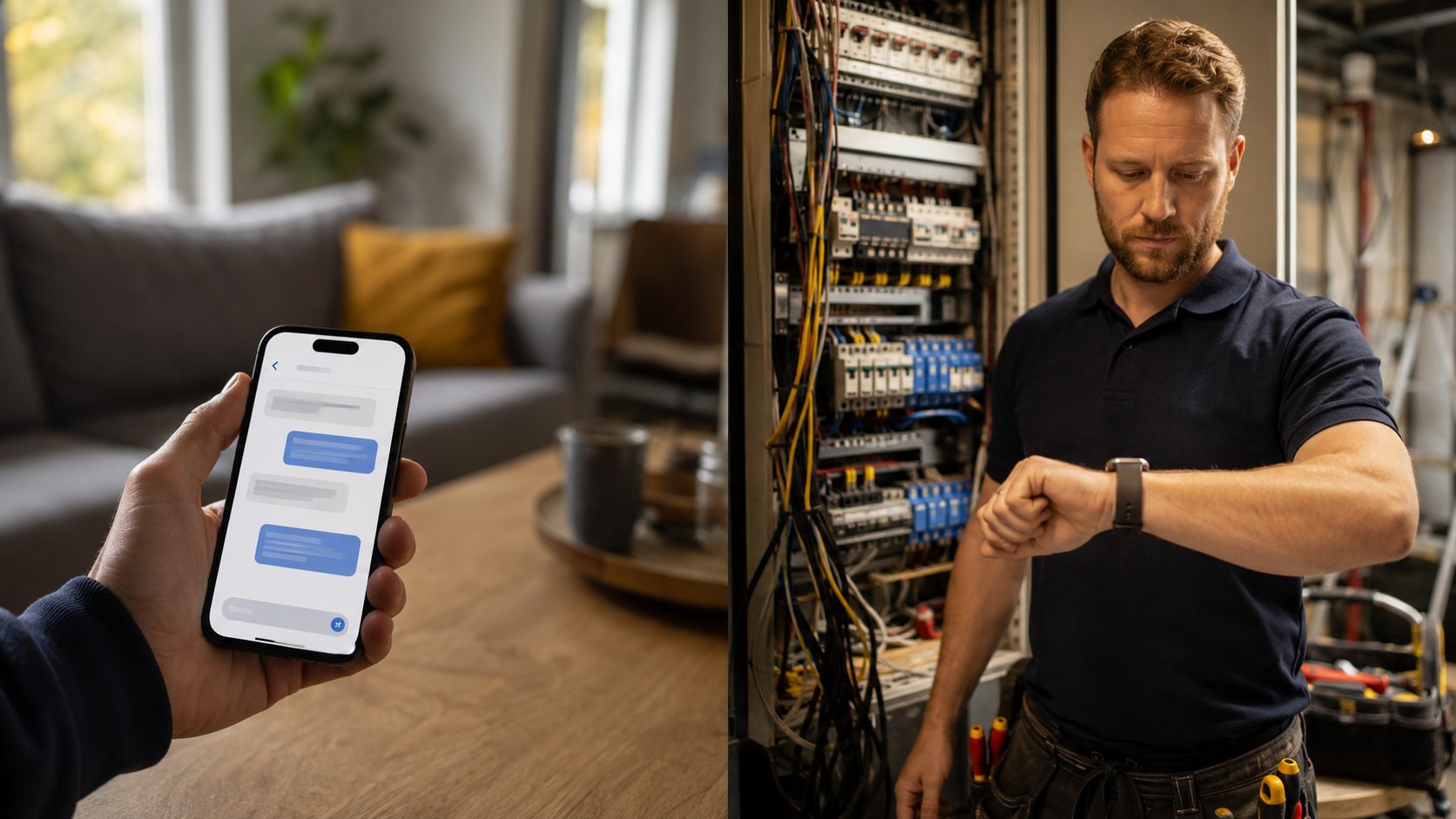 Klant chat, elektricien krijgt notificatie