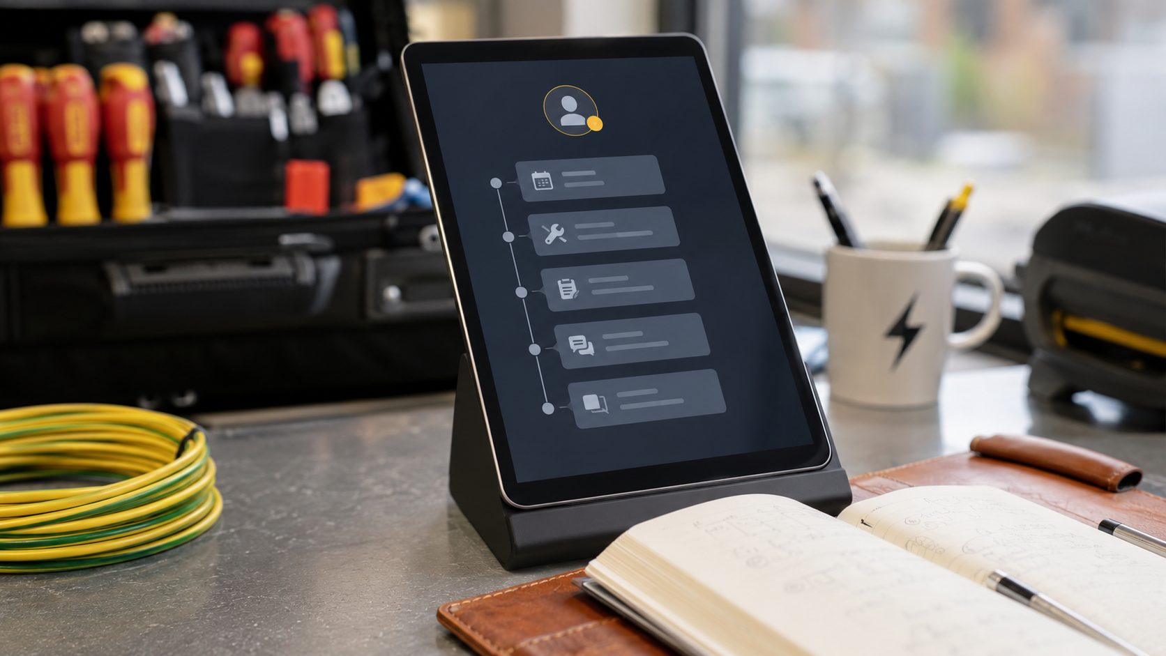 Klantprofiel met geschiedenis op tablet